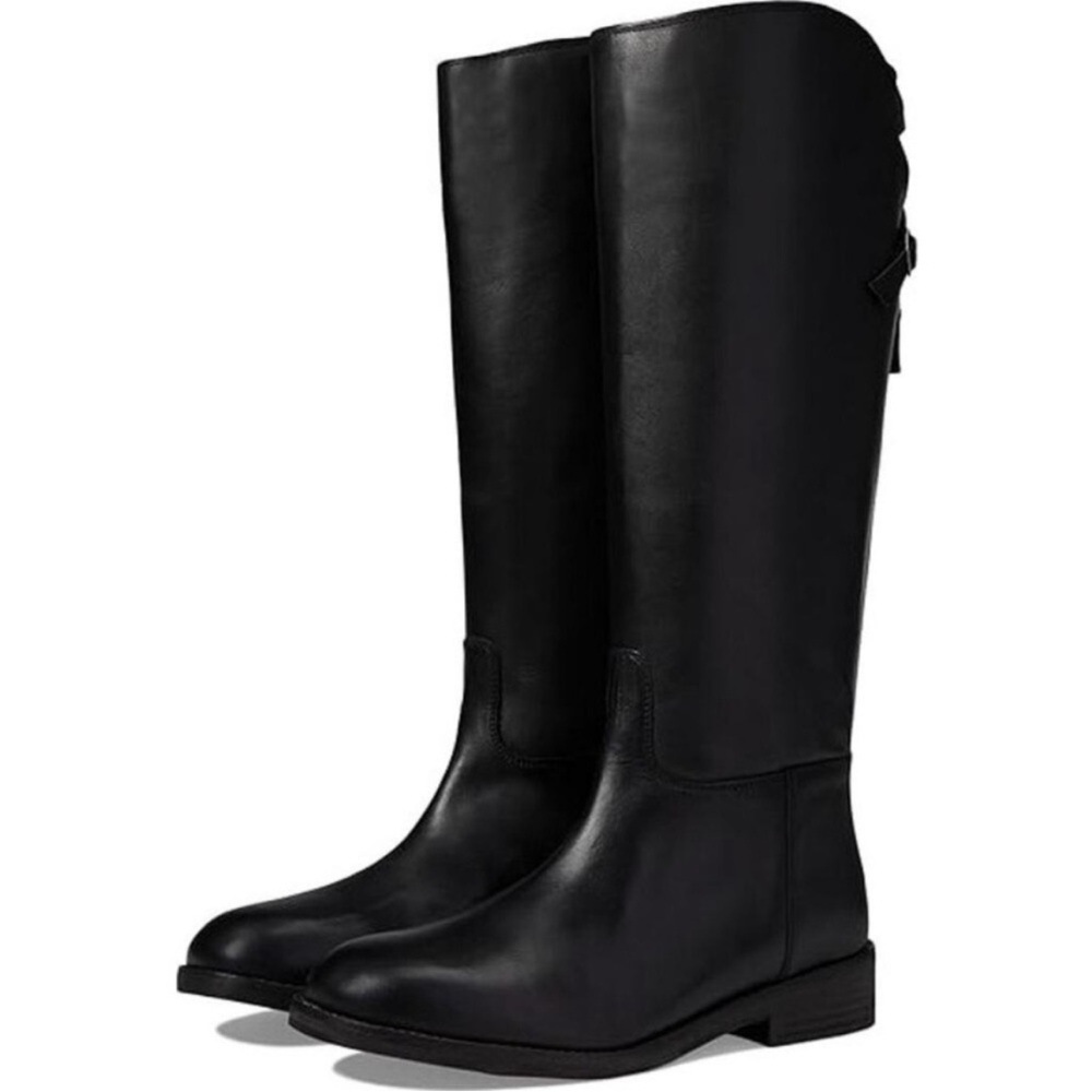Free People Faded Black Everly Equestrian Boots Leather Zipper Back - Picture 15 of 16